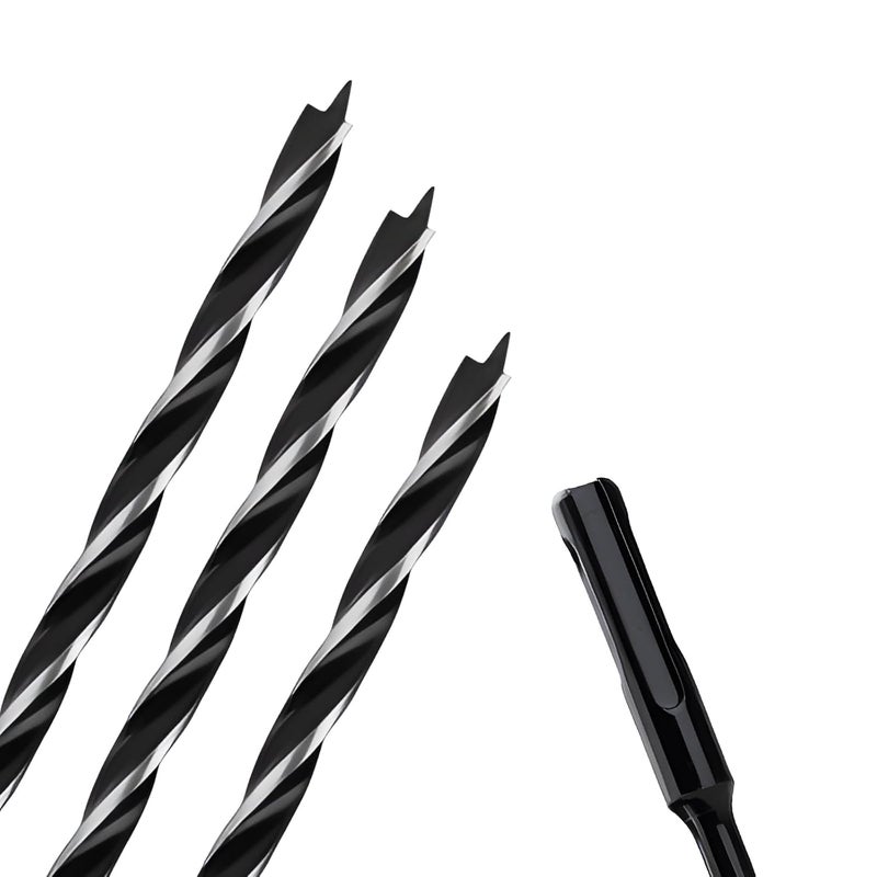 WOBLLMX 3PCS 1/4" x 12" Auger Drill Bit with SDS Plus Shank for Wood,Tri Flute Ship Auger Long Drill Bit for Soft and Hard Wood,Tree Stump,Plastic,Drywall and Composite Materials - Image 1